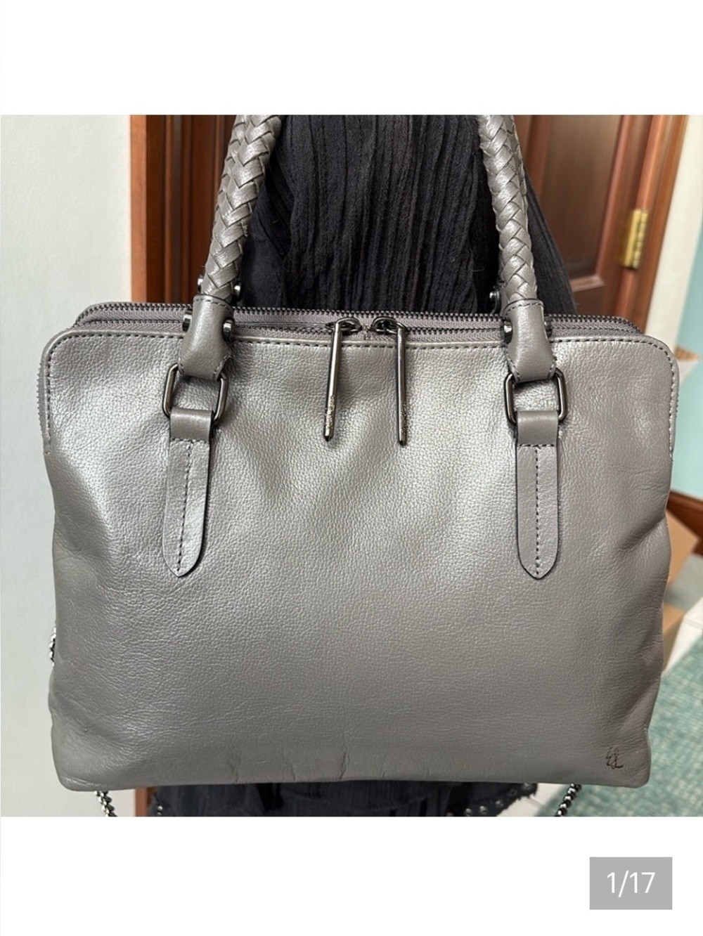 Elliot Lucca business satchel shoulder bag 2 padded compartments leather EUC